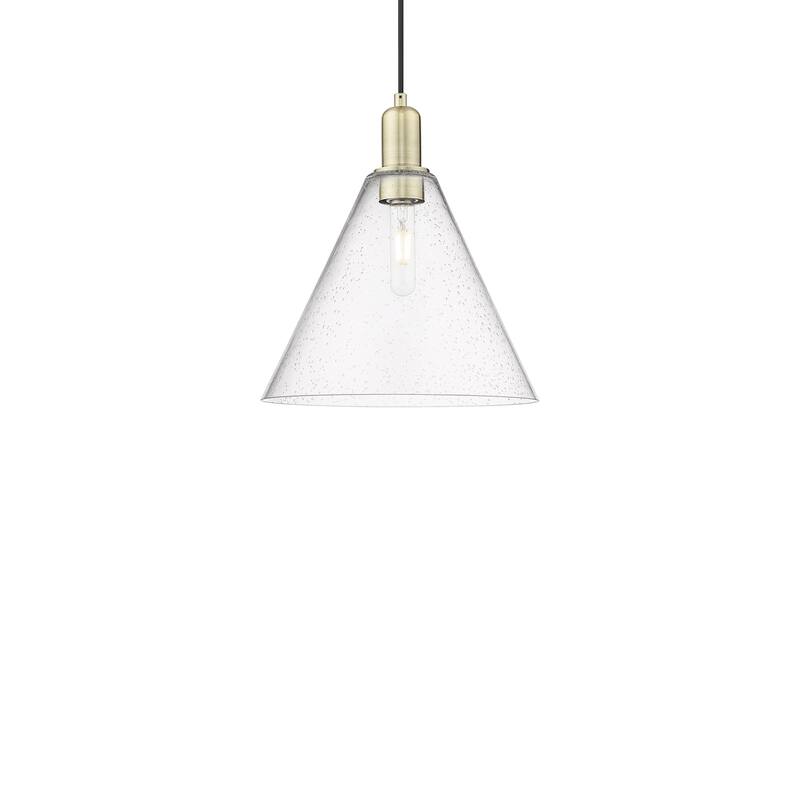 Innovations Lighting 716-1P-14-12 Berkshire Glass Pendant Berkshire - Antique Brass / Seedy