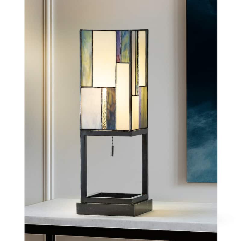 HOMEGLAM Aurae 22" H Modern Tiffany Glass Table Lamp - Warm Tone - CoolTone Shade