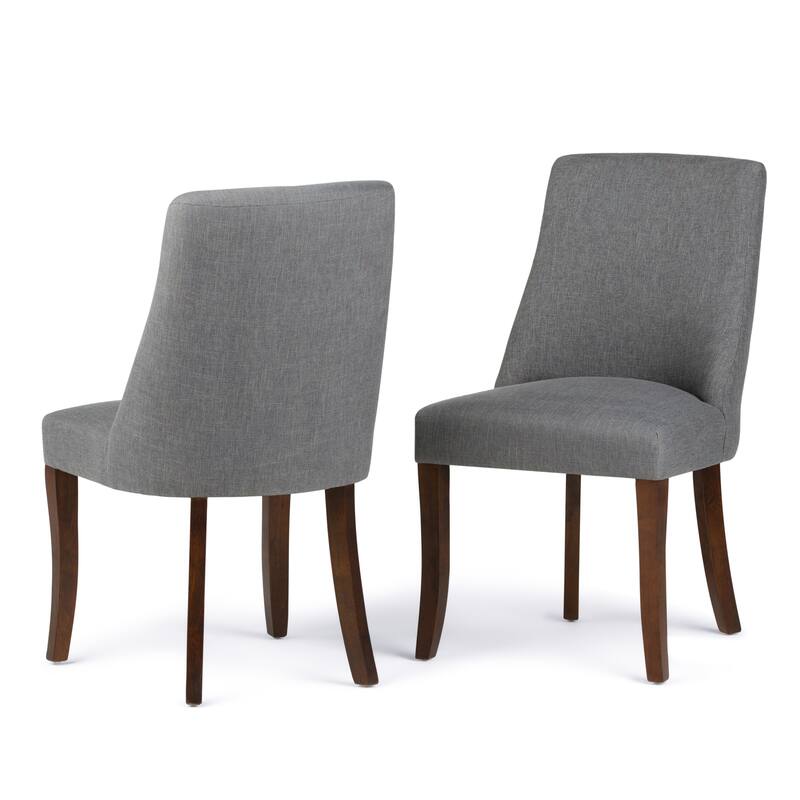 WYNDENHALL Haley Contemporary II 7 Pc Dining Set with 6 Upholstered Dining Chairs in Slate Grey and 66 inch Wide Table