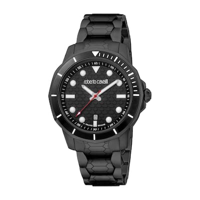 Roberto Cavalli by Franck Muller Men RV1G159M0071 Swiss Quartz Watch - Black
