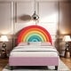 preview thumbnail 1 of 14, Rainbow Design Twin Platform Bed Sport Style Upholstered Bed for Girls & Teens Multi