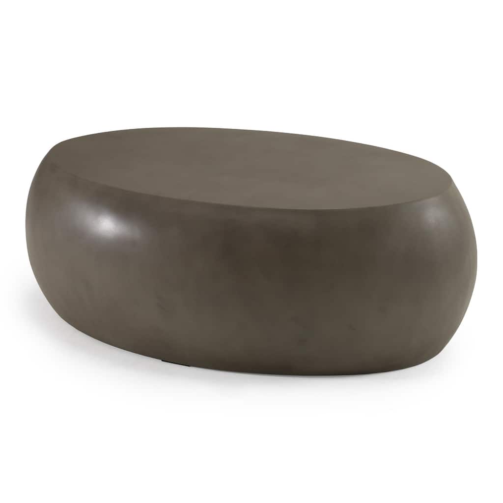 Denny Modern Grey Concrete Oval Coffee Table