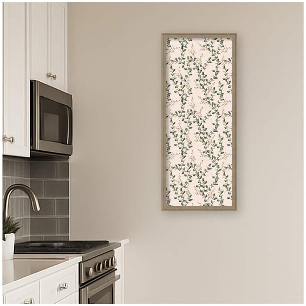 Kate and Laurel Framed Fabric Pinboard MC Cute Vines Printed Bulletin Board