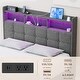 preview thumbnail 9 of 9, Queen Upholstered Platform Bed with LED Lights Storage Headboard Charging Ports