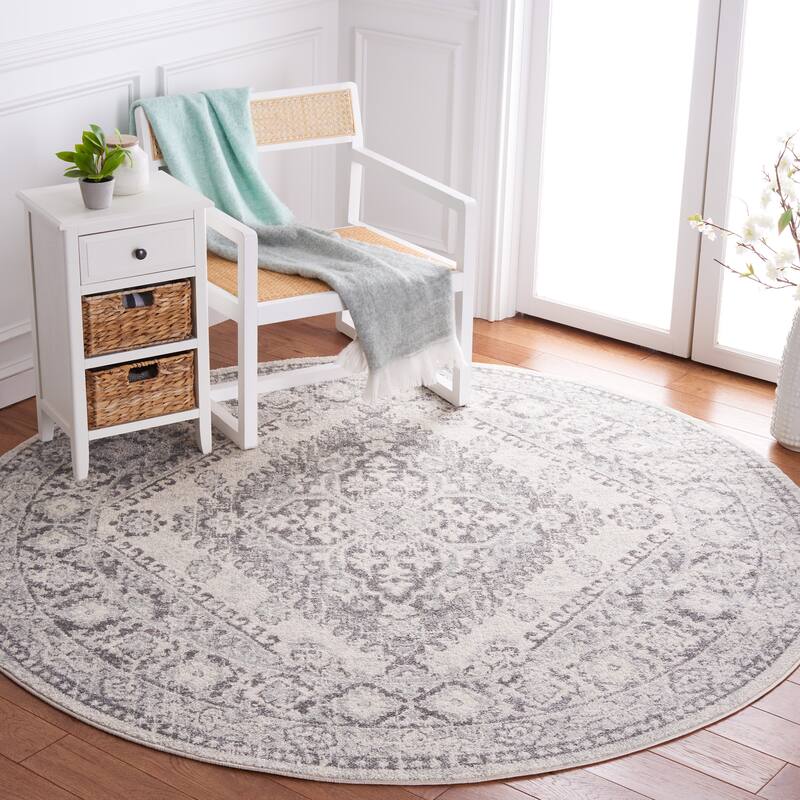 SAFAVIEH Tulum Neelima Bohemian & Eclectic Rug - 6'7" Round - Ivory/Grey