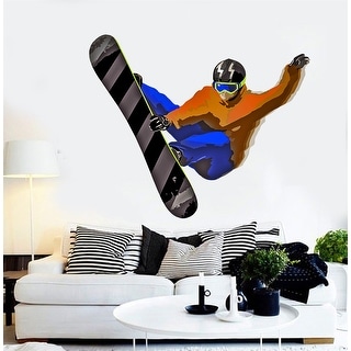 Black Design with Vinyl JER 465 2 Snowboarding Performing Tricks Girl Boy Silhouette Sports Vinyl Wall Decal Sticker 14 x 28