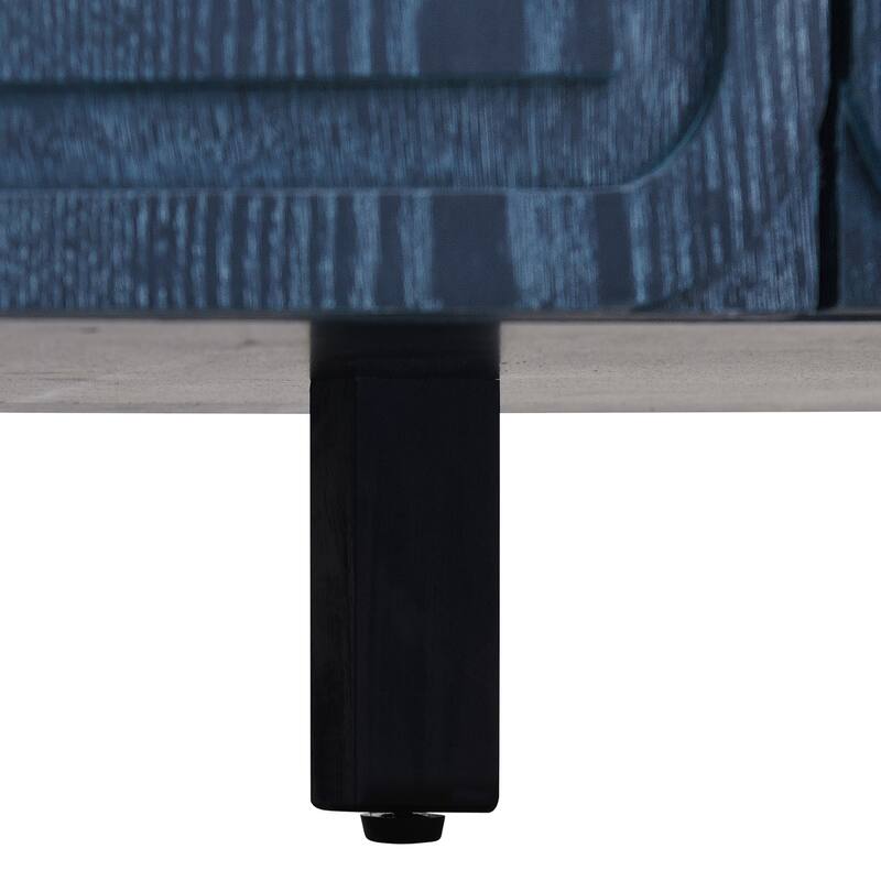 4 Doors Fluted Sideboard Buffet Cabinet, Large Wood Storage Cabinet, Accent Cabinet with Adjustable Shelves & Support Legs