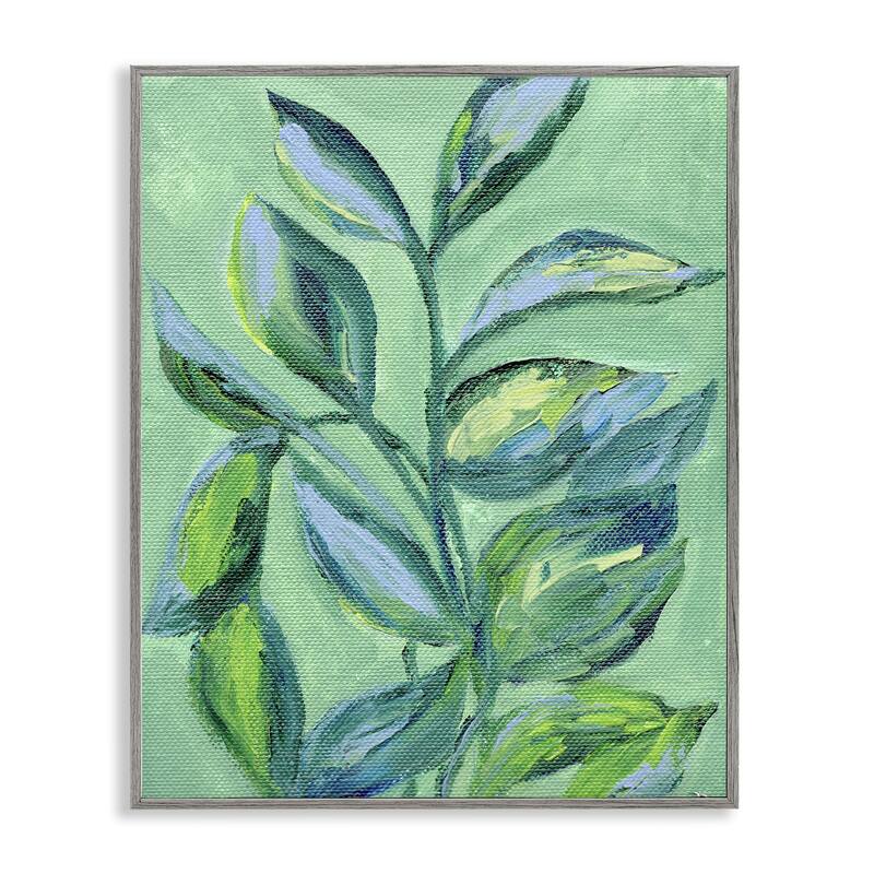 Stupell Leafy Plant Foliage Framed Giclee Art Design By Nikita Jariwala - 11 x 14 - Grey