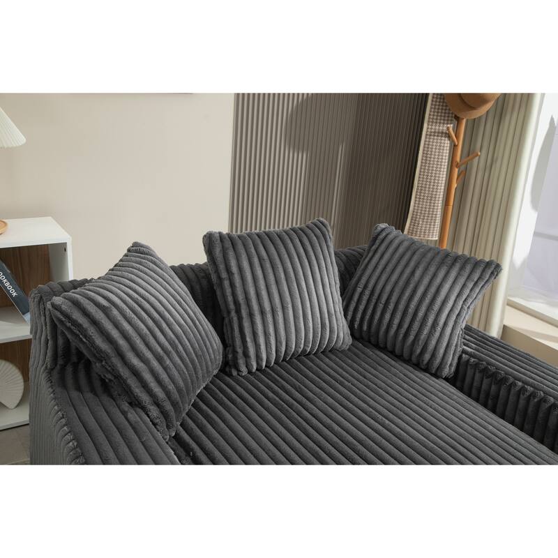 Corduroy lazy sofa bed Living room deep seat sofa with 3 back pillows