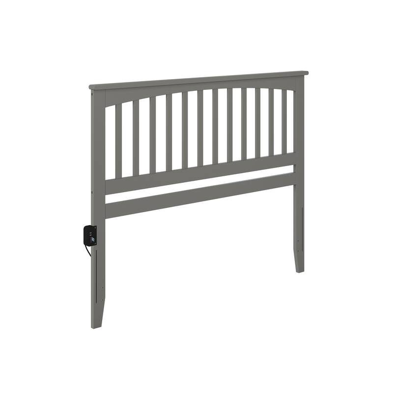 Mission Headboard with USB Charging Station - Grey - King