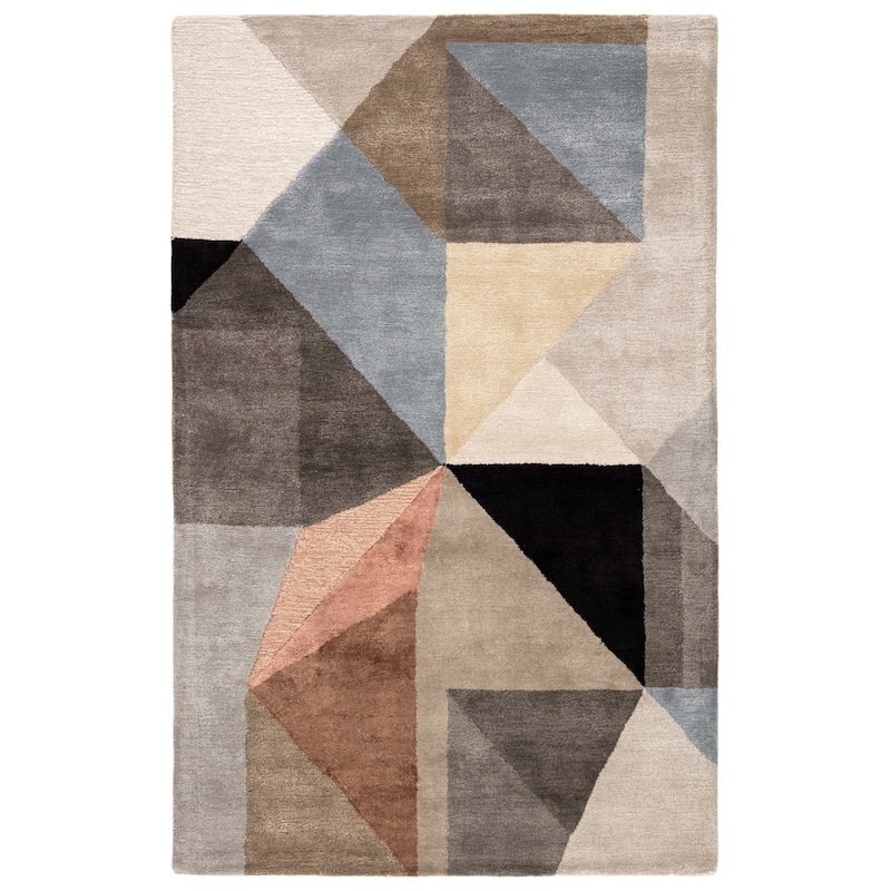 Scalene Handmade Geometric Area Rug - 2'X3' - Gray/Blue - Rectangle