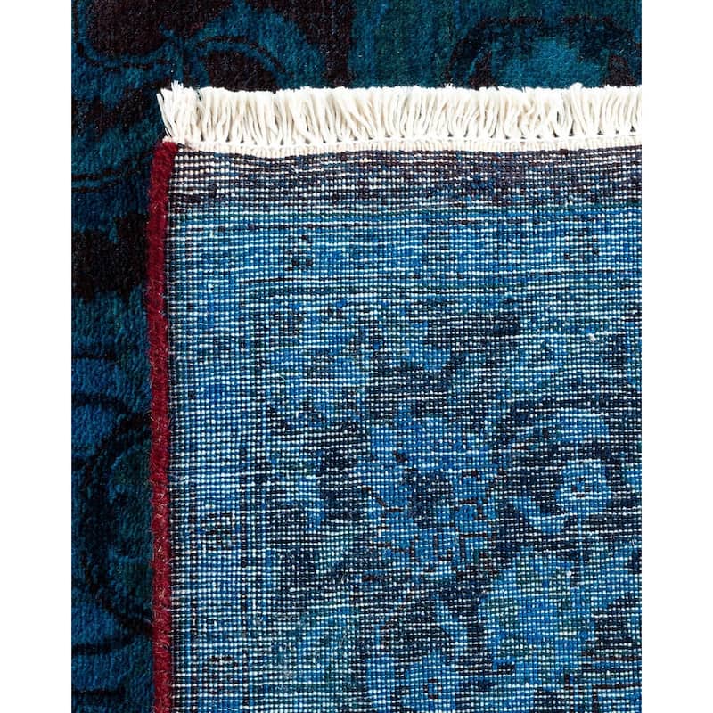 Overton Hand Knotted Wool Vintage Inspired Modern Contemporary Overdyed Blue Area Rug - 3' 1" x 5' 0"