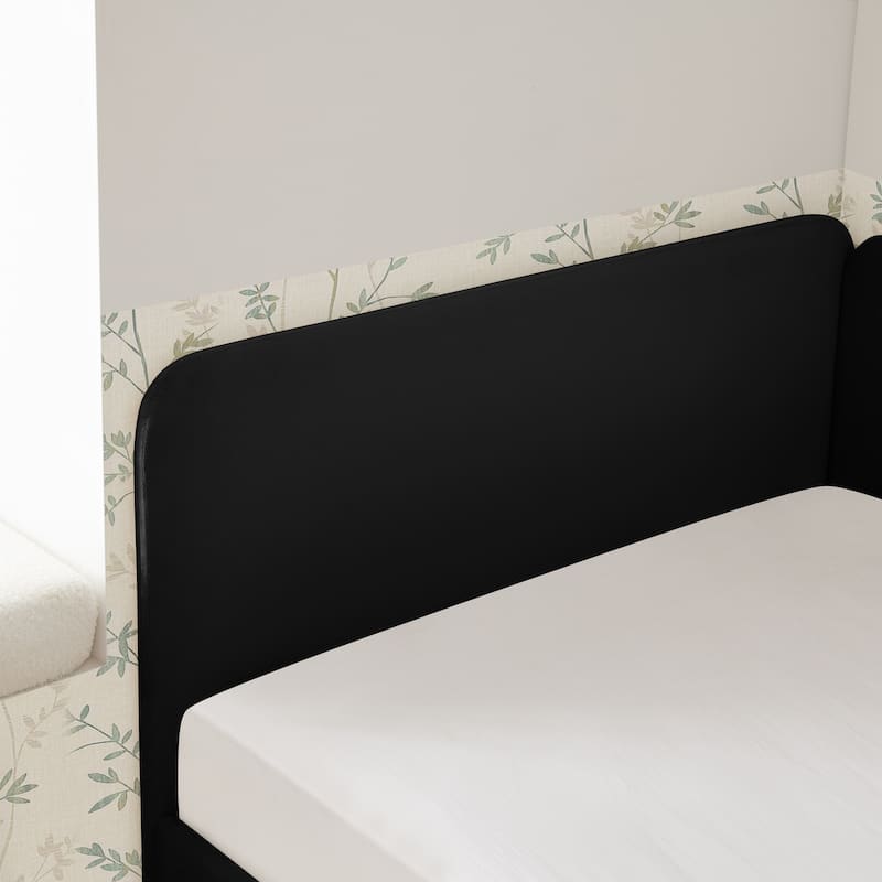 Anmytek Black Velvet Storage Bed Frame with Drawers Modern Upholstered Platform Bed for Small Spaces