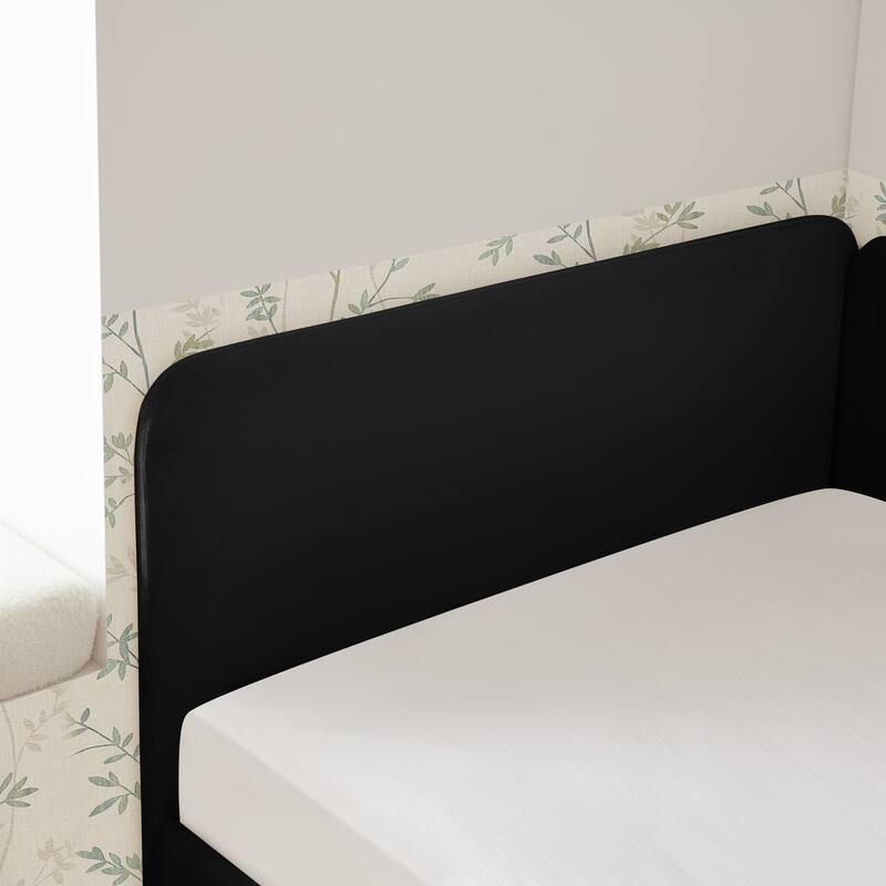Upholstered Storage Bed - Velvet Platform Frame with 2 Built-In Drawers, Adjustable Sofa Bed in Black