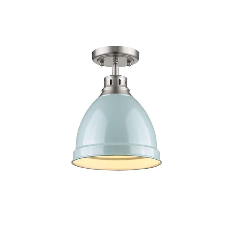 Wry Lighting Duncan 1-light Flush Mount in Pewter and Seafoam shade
