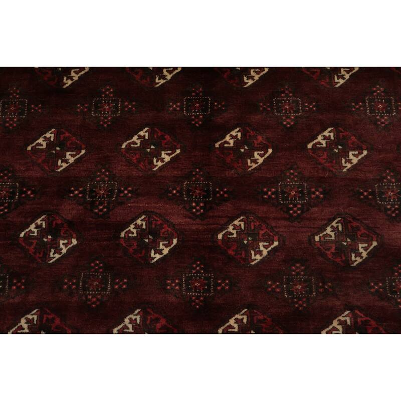 Hand Knotted Oriental 100% Wool Carpet Traditional Geometric Red Bokhara Area Rug - 9' 7'' X 7' 1''