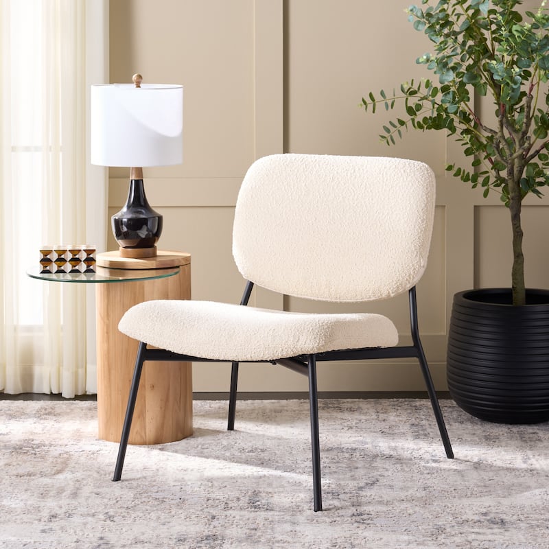 SAFAVIEH Home Alicai Accent Chair - 28"W x 28"D x 31"H - Creme/Black