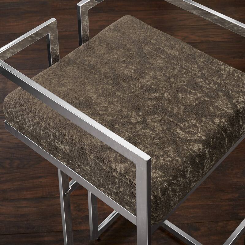 Tanner Velvet Upholstered Chrome Finish Metal Barstool (Set of 2) by iNSPIRE Q Bold