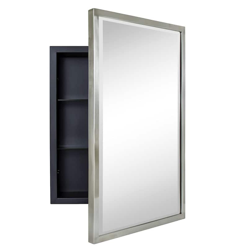 TEHOME Haddison Recessed Framed Medicine Cabinet with Mirror - 24" x 16" - Brushed Nickel
