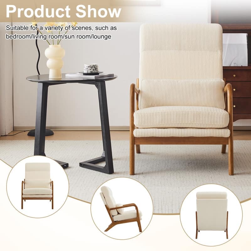 High Back Solid Wood Armrest Backrest Leisure Chair Accent Chair