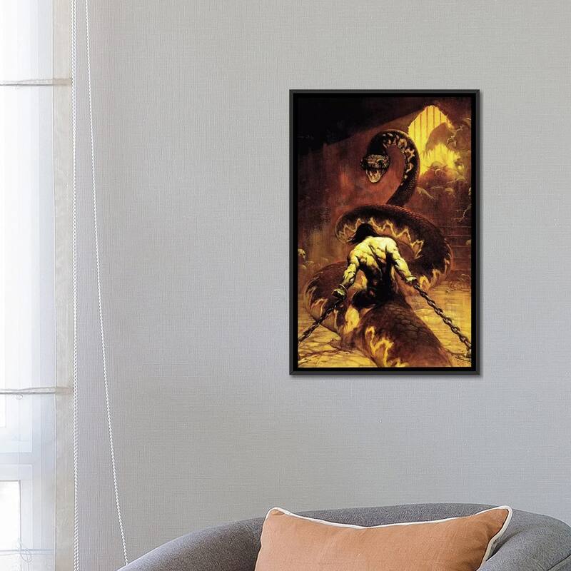 iCanvas "Chained" by Frank Frazetta Framed Canvas Print