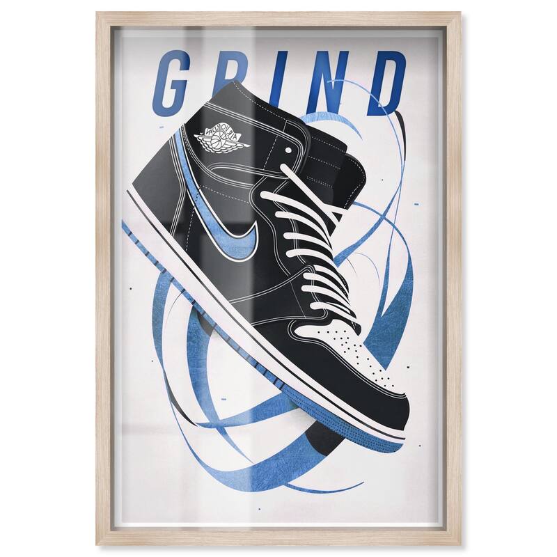 Blue Ribbon Sneaker Shadowbox by Art Remedy - Natural - 30" x 45"