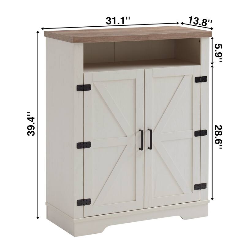 Shoe Storage Cabinet with Barn Doors, 6-Tiers Shoe Rack Organizer, Shoe Cabinet with Open Shelf & Adjustable Shelf