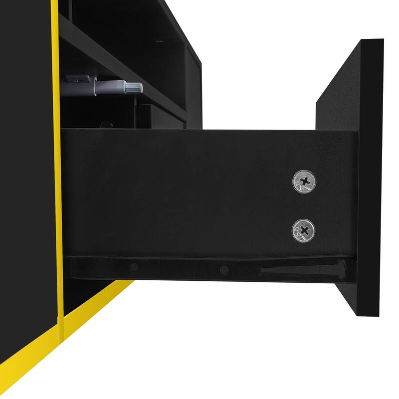 Modern LED TV Stand Storage Cabinet with 2 Drawers & 2 Shelves, Entertainment Center Console for TVs up to 80"