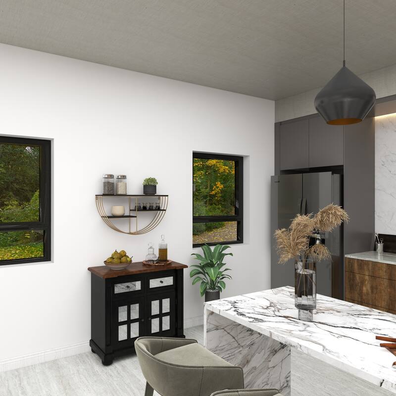 Gold Wooden 3 Shelves Wall Shelf with Half Moon Shape