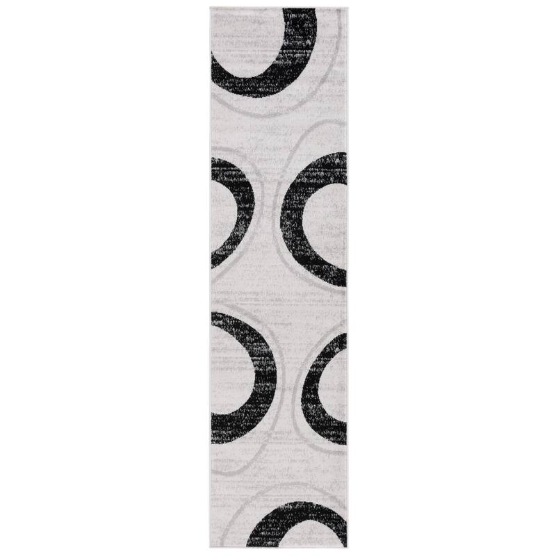 SAFAVIEH Skyler Osa Mid-Century Modern Abstract Rug - 2' x 8' Runner - Ivory Grey/Black