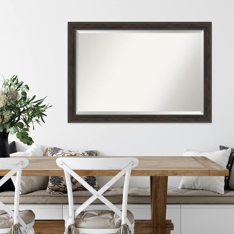 Beveled Wall Mirror - Shipwreck Black Narrow Frame