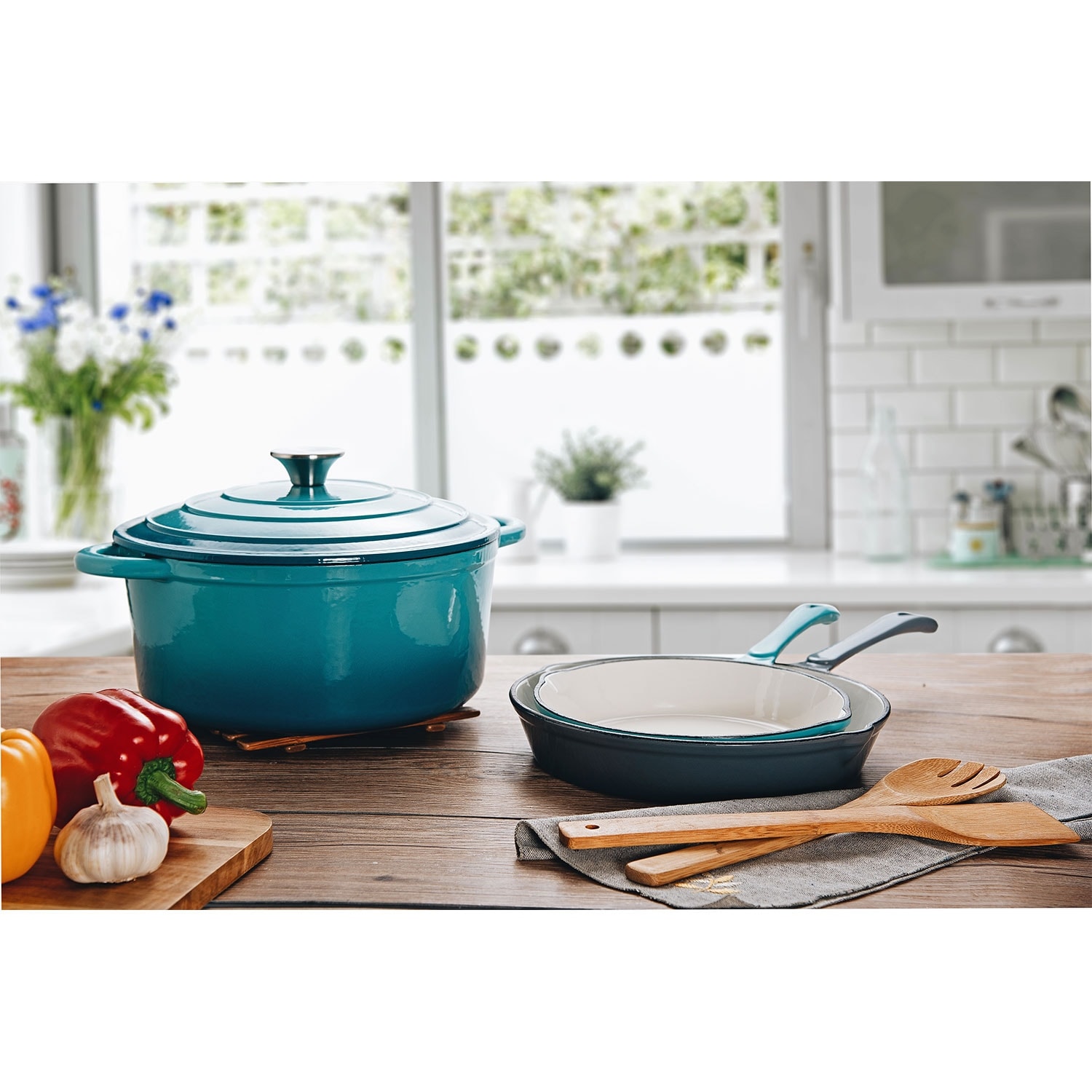 Hamilton Beach Inch Enameled Coated Solid Cast Iron Frying Pan