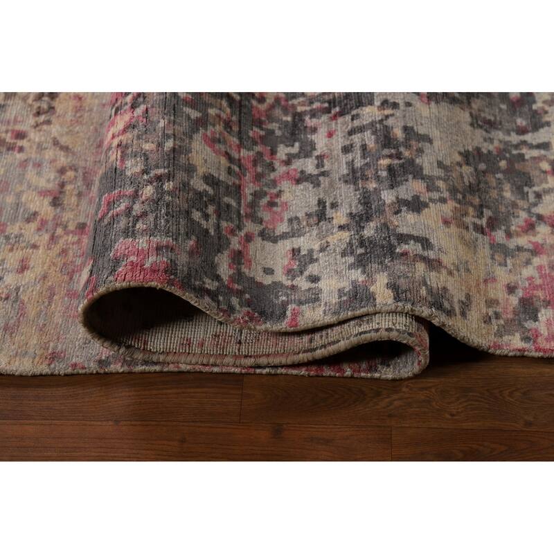 Contemporary Abstract Indian Area Rug Hand-Knotted Wool Carpet - 9'0"x 11'10"