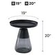 preview thumbnail 2 of 13, Black Titanium Coffee Table with Smoky Gray Glass Base, Round 19x20