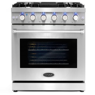 Cosmo 30 in. Freestanding Gas Range with 5 Sealed Burners and 4.5 cu. ft. Convection Oven in Stainless Steel