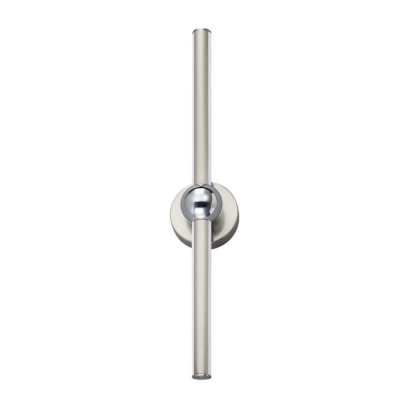 Justice Design Group Arzy 28" LED Linear Wall/Bath Sconce - Brushed Nickel w/ Chrome Accents Finish