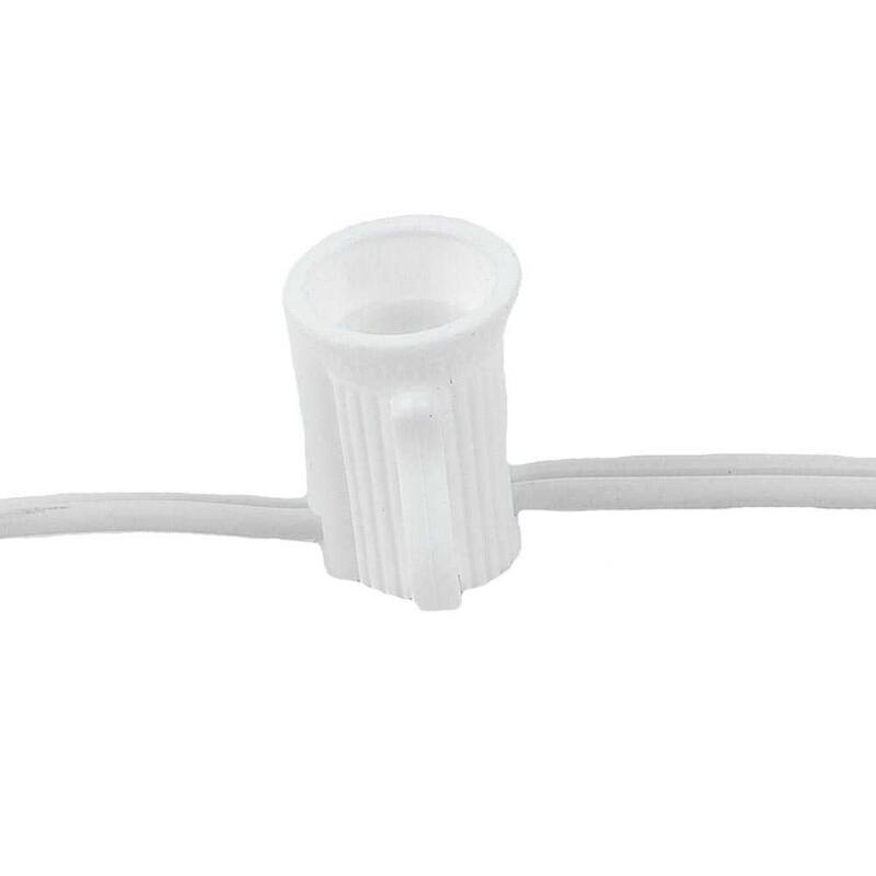 25 Foot C7 Ceramic Christmas Light Set, Hanging String Lights, White Wire