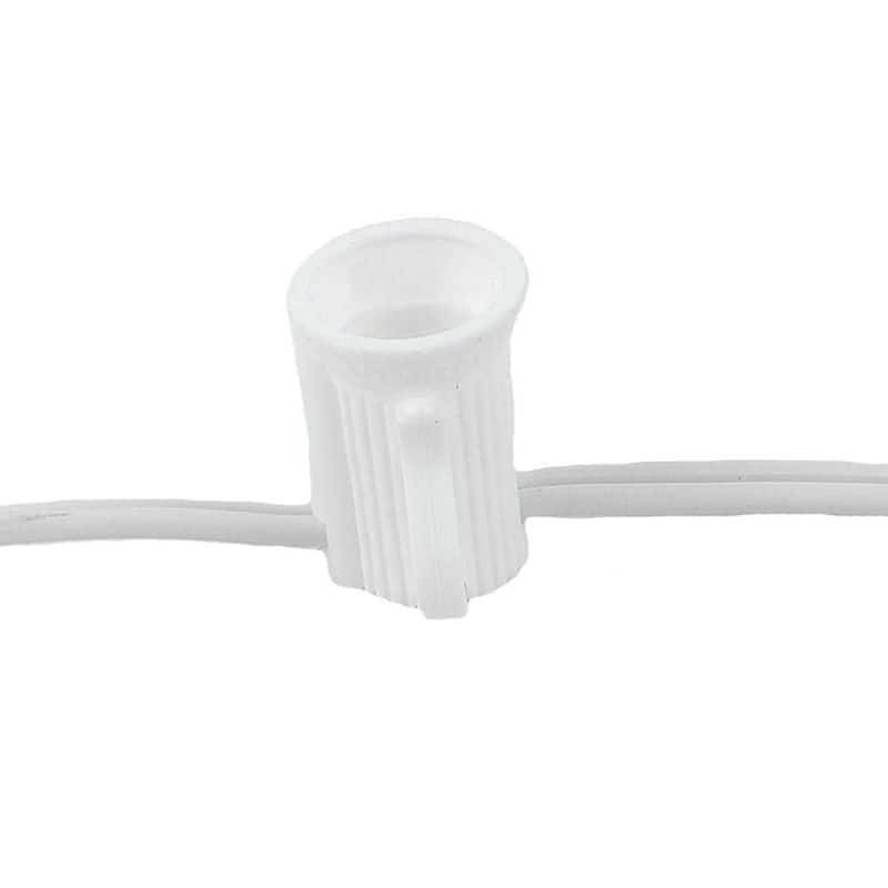 25 Foot C7 Christmas Light Set, Hanging Patio String Lights, White Wire