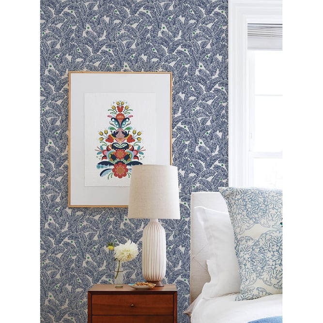 NuWallpaper Navy Fernanda Peel & Stick Wallpaper