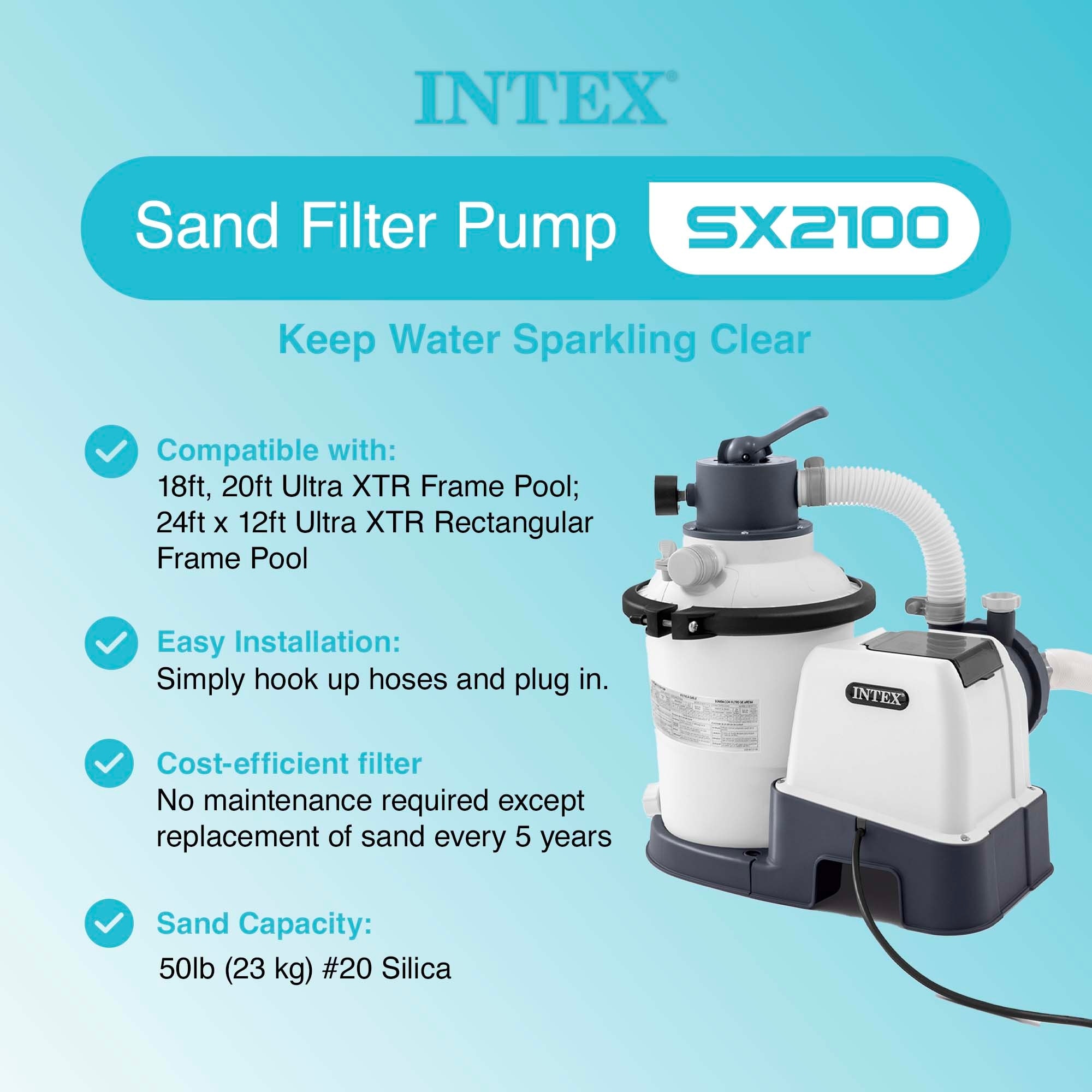 Intex 2100 GPH Above Ground Pool Sand Filter Pump w/ Automatic