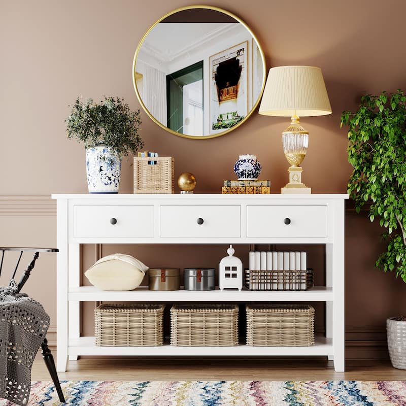 Console Table with 2-open Shelves - 16.00 x 50.00 x 30.00