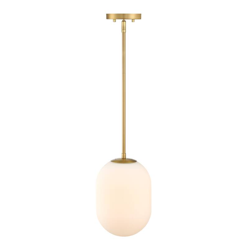 Noor 60 Watt 1-Light Brushed Gold Modern Pendant Light with Etched Opal Glass Shade - 12.75