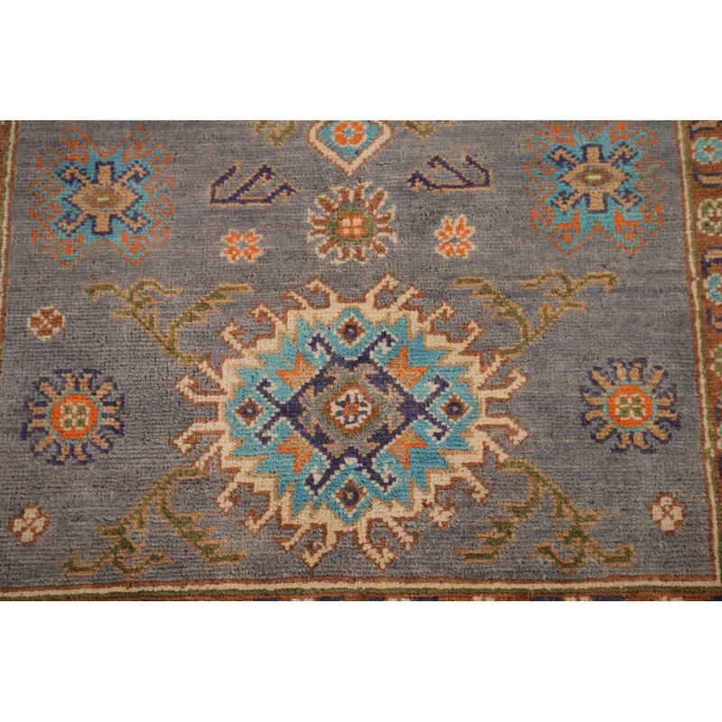 Kazak Accent Rug Hand-Knotted Oriental Wool Carpet - 3'4" x 4'10"