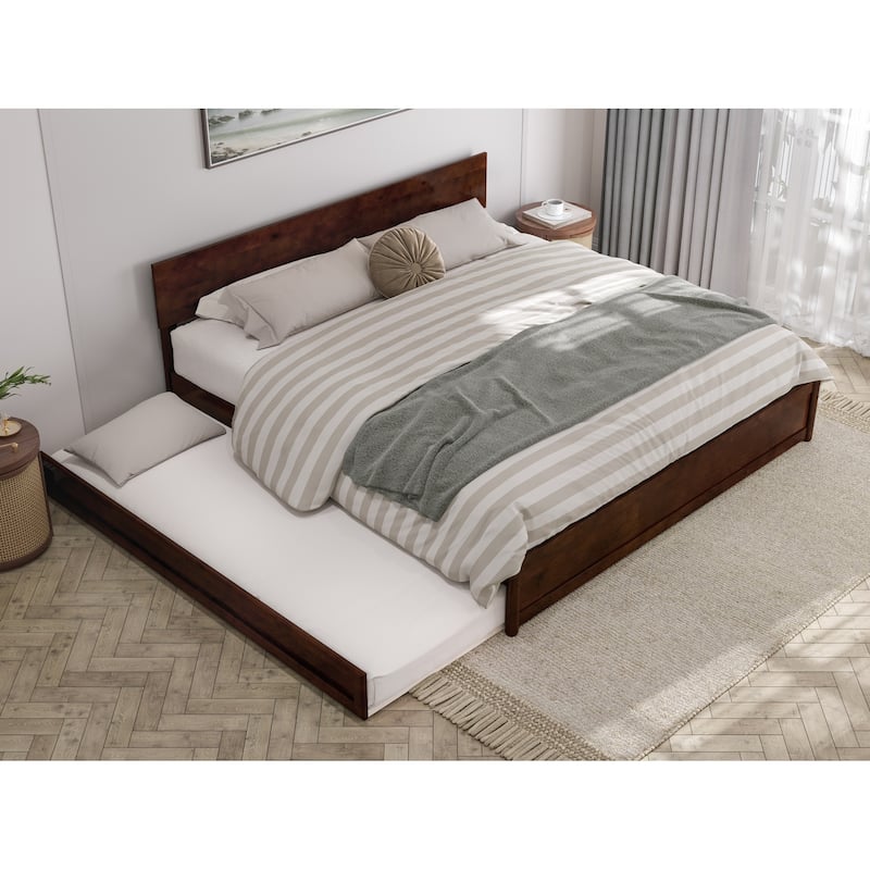 Wesley Platform Bed with Panel Footboard and Twin XL Trundle