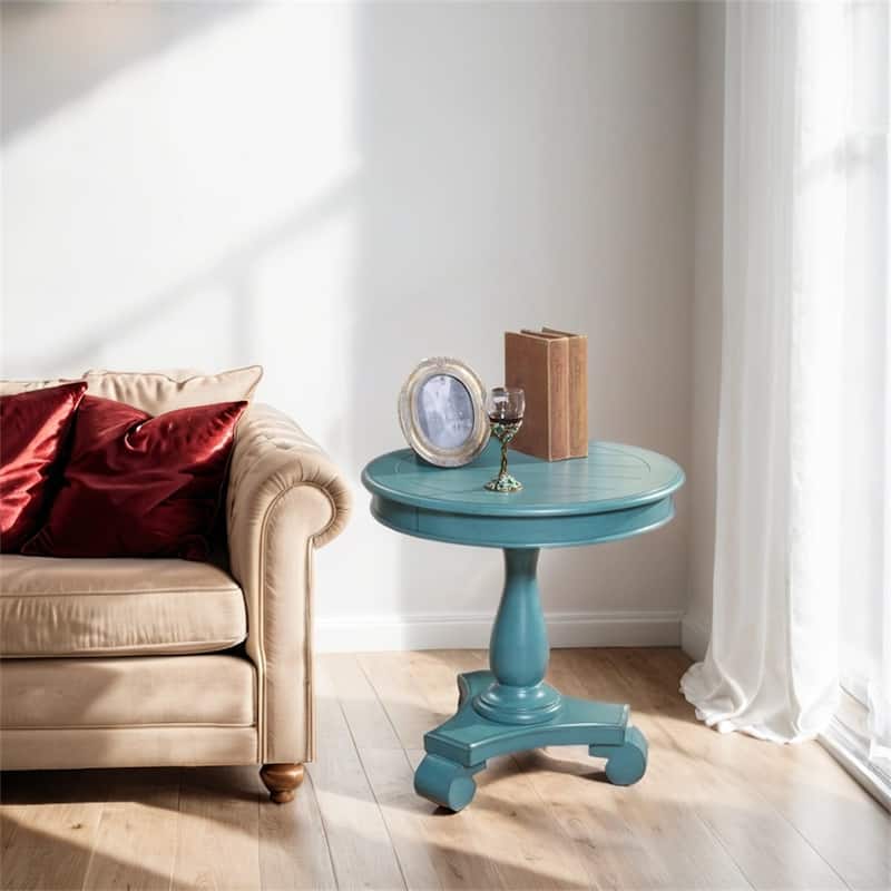 Round Wood Pedestal Side Table