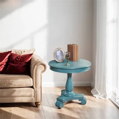 Round Wood Pedestal Side Table