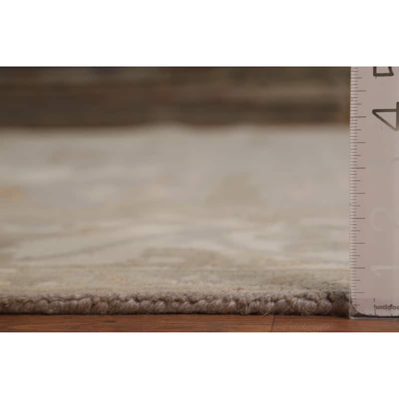 Gray Oushak Style Area Rug Hand-Knotted Wool Carpet - 8'1" x 10'0"