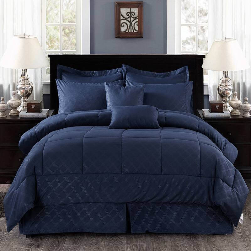 10-piece Solid Color Microfiber Comforter and Sheets Set