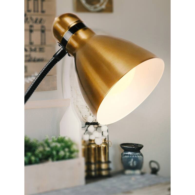 Brightech Avery 63 in. Antique Brass Industrial 3-Way Dimming LED Floor Lamp with Brass Metal Cone Shade