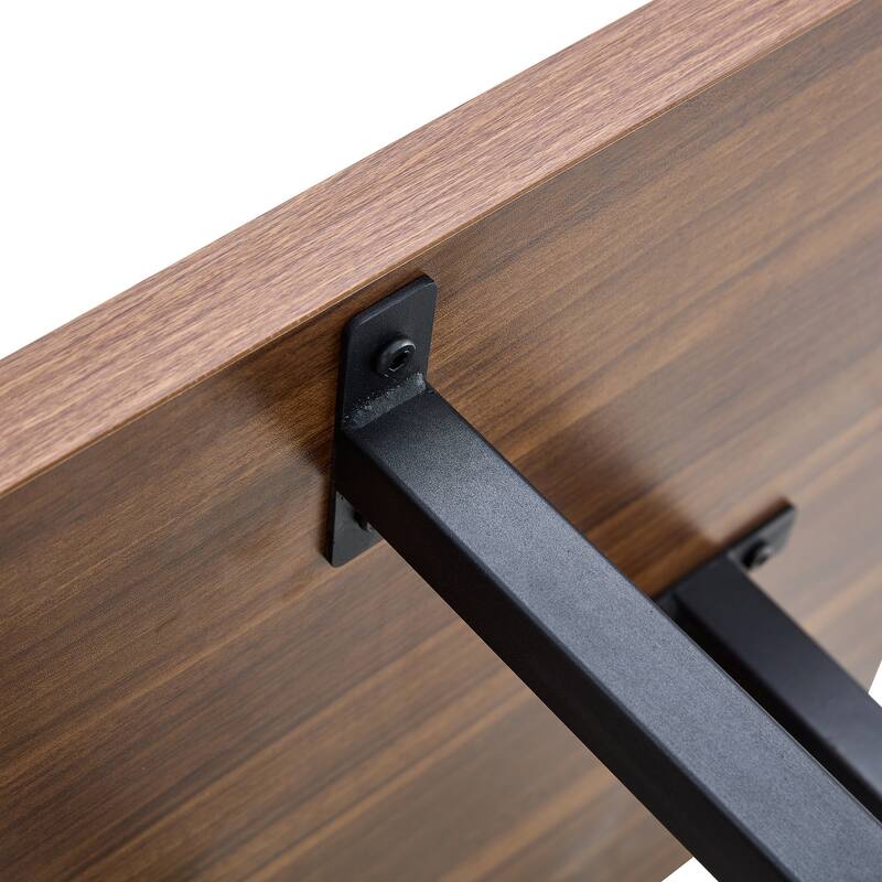 47" MDF Modern Coffee Table with Dark Wood Grain and Two-Tier Design